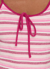 Southern Nights Terry Towelling Mini Dress Pink Stripe