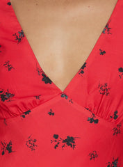 Pennie Bias Mini Dress Red Floral