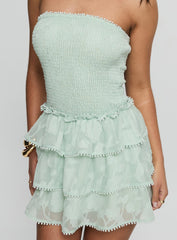 Sunkiss Frill Mini Dress Green Burnout