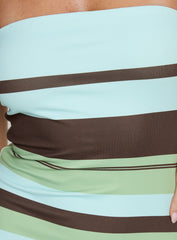 Benetta Strapless Mini Dress Green Stripe