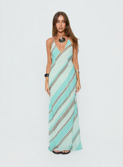 Esmira Halter Maxi Dress Blue Stripe