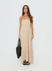 Triniti Square Neck Maxi Dress Cream Polka Dot
