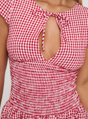 Ladybug Gingham Mini Dress Red