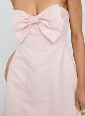 Genevie Strapless Bow Bust Mini Dress Light Pink
