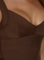 Justina Bandage Mini Dress Brown