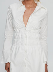 Stellaria Ruched Long Sleeve Mini Dress White