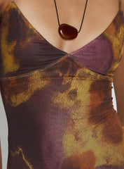 Saphrona V Neck Maxi Dress Leopard Blur