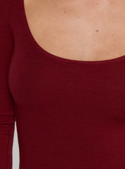 Larelle Reversible Knit Long Sleeve Mini Dress Red