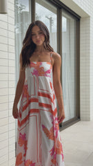 Kaethe Maxi Dress - Orange/White