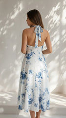 Maribel Floral Halter Midi Dress