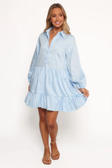 Carlotta Long Sleeve Mini Dress - Blue
