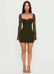 Jacenta Long Sleeve Lace Bolero Mini Dress Green