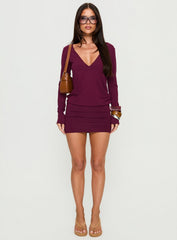 Mihiro Plunge Mini Dress Jersey Deep Purple