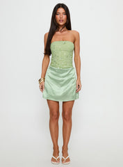 Lyrena Strapless Beaded Mini Dress Green