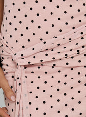 Natessa Halter Drape Mini Dress Pink Polka Dot