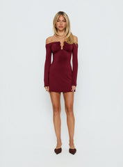 Imeralda Hardware Long Sleeve Mini Dress Burgundy