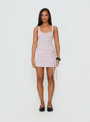 Favourite Daughter Tie Detail Mini Dress Pink / Grey Stripe