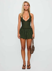 Mixie Halter Playsuit Olive Green