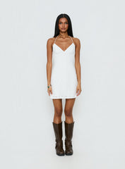Summer Cider Embroidered Mini Dress White