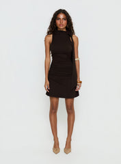 Rafaelia Ruched Scarf Mini Dress Chocolate