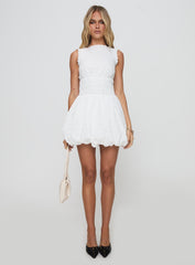 Vittoria Bubble Hem Mini Dress White