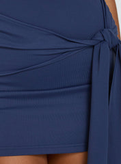 Daily Define Tie Waist Mini Dress Navy