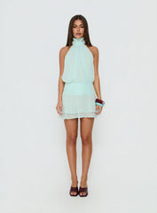 Isamira Halter Pleat Mini Dress Jelly Mint