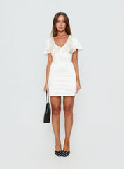 Sun Will Rise Tie Detail Mini Dress Cream