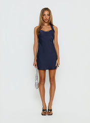 Rosalinde Cowl Neck Mini Dress Navy