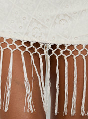 Porcelana Strapless Tassel Mini Dress Cream