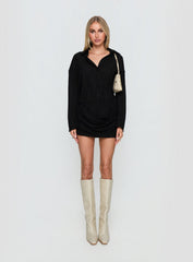 Tareno Long Sleeve Shirt Dress Black