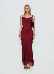 Katalyna Lace Cowl Neck Maxi Dress Red