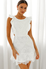 Jackie Pinafore Filigree Lace Dress White