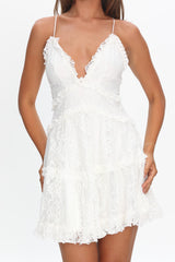 Laney Low Back Cami Strap Dress Lace White