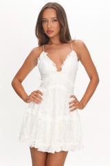 Laney Low Back Cami Strap Dress Lace White