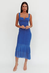 Nadia Ruched Fishtail Maxi Dress Blue