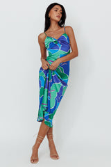 Hula Sweetheart Midi Dress Floral Blue