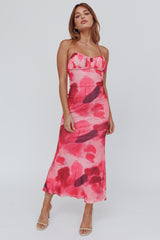 Blossom Belle Low Back Maxi Dress Print Red