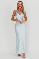Our Story Surplice Neckline Maxi Dress Steel Blue