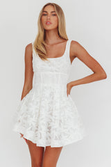 Miley Embroidered A-Line Mini Dress White