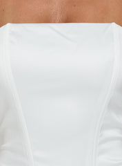 Annibella Strapless Drape Mini Dress White