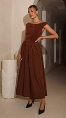 Immy Midi Dress - Brown