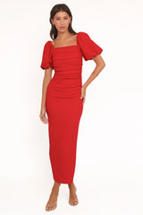 Carey Midi Dress - Red