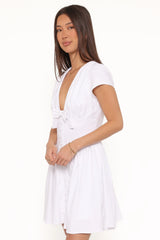 Lyssa Bow Front Mini Dress - White