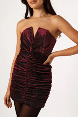 Gilbert Ruched Mini Dress - Merlot