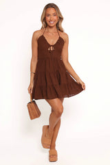Rilie Halterneck Mini Dress - Brown