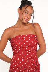Kristen Strapless Mini Dress - Red Polka Dot
