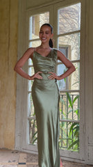 Iris Asymmetrical Maxi Dress - Olive