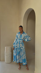 Madeline Long Sleeve Midi Dress - Portofino Azure