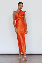 NY Moment Wide Ruffle Shoulder Dress Orange